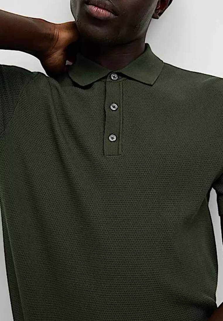Cotton Rich Textured Knitted Polo Shirt