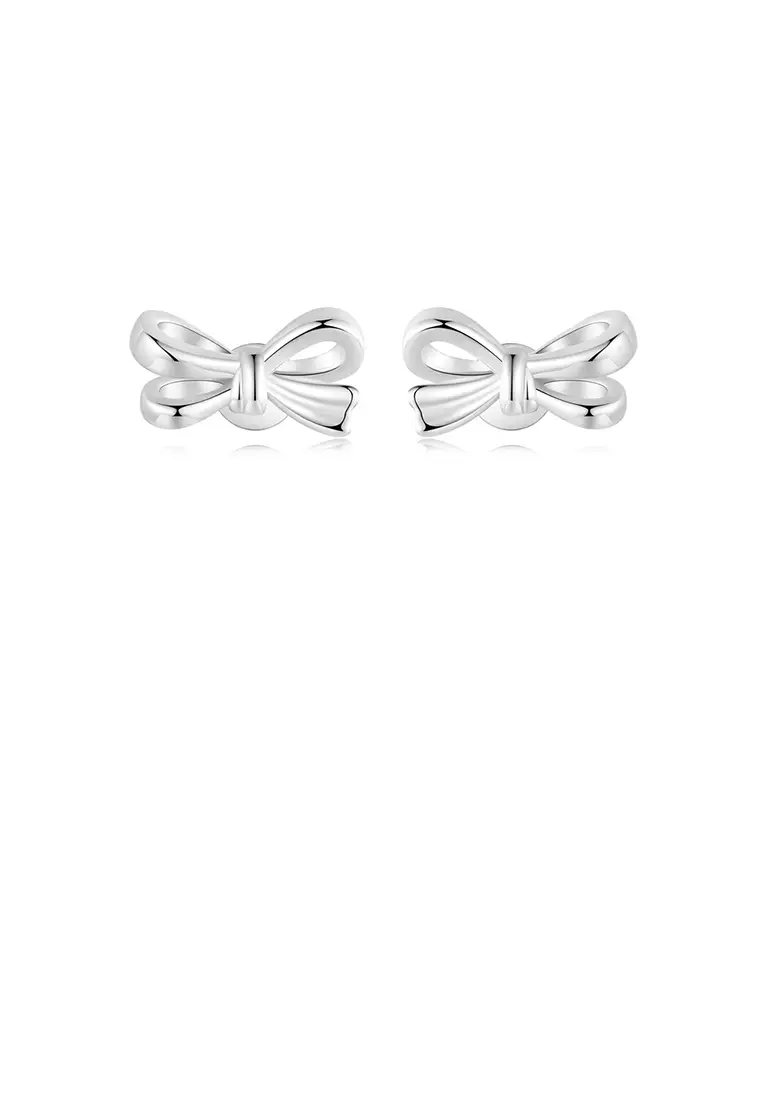 925 Sterling Silver Sweet and Cute Ribbon Stud Earrings