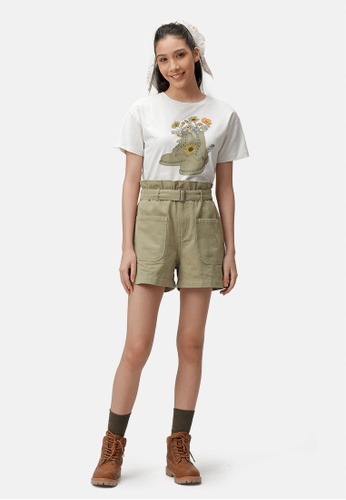 JUST G beige Teens Flowers And Boots Print T-Shirt 9441EAA887E7E3GS_1