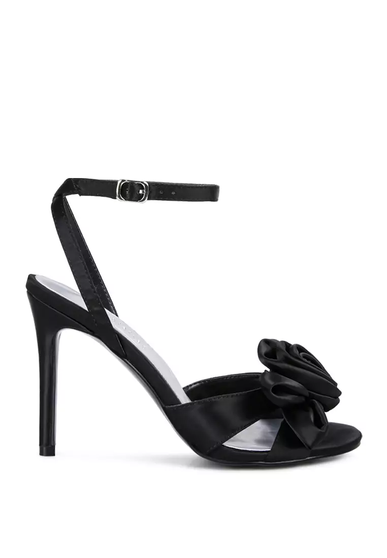 Buy Rag & CO. Black Rose Stiletto Heel Sandals 2024 Online | ZALORA ...