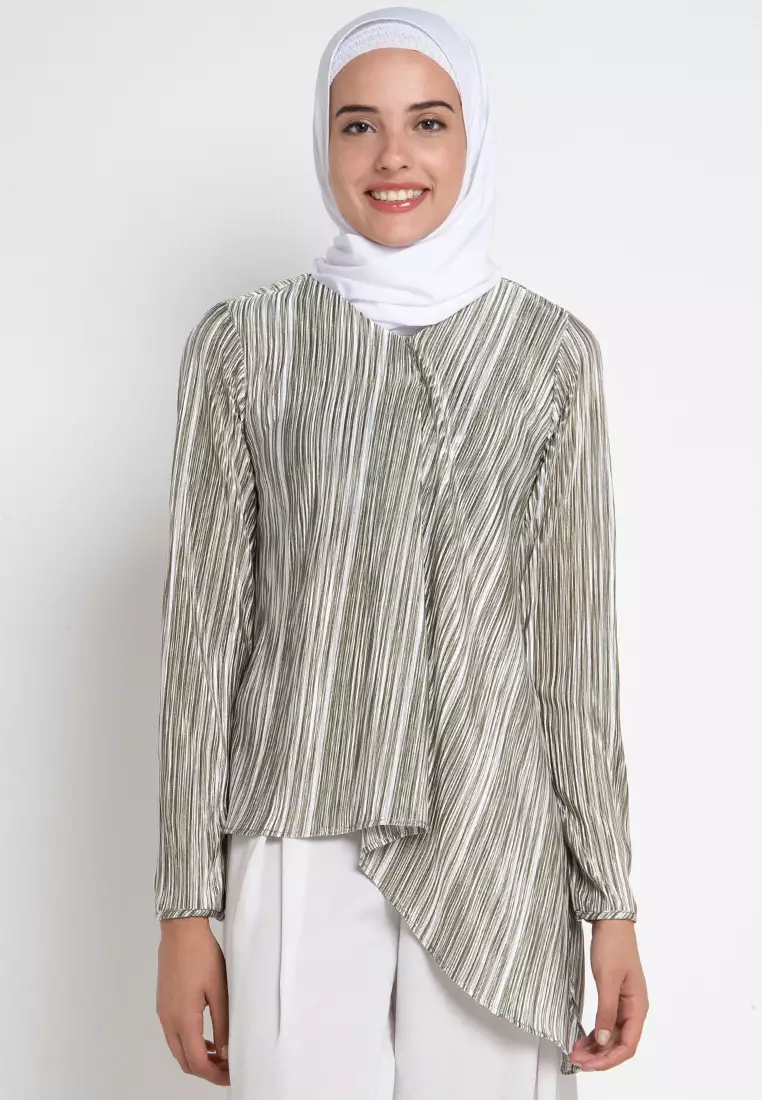AZZAR Itzel Assymetrical Blouse in Green