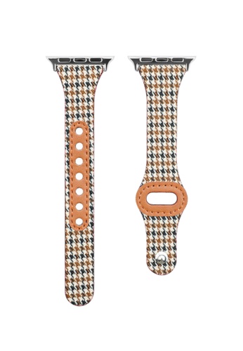 Kings Collection brown Houndstooth Genuine Leather Apple Watch Band 42MM / 44MM (for small wrist) (KCWATCH1062) 83EF2AC45EBA61GS_1