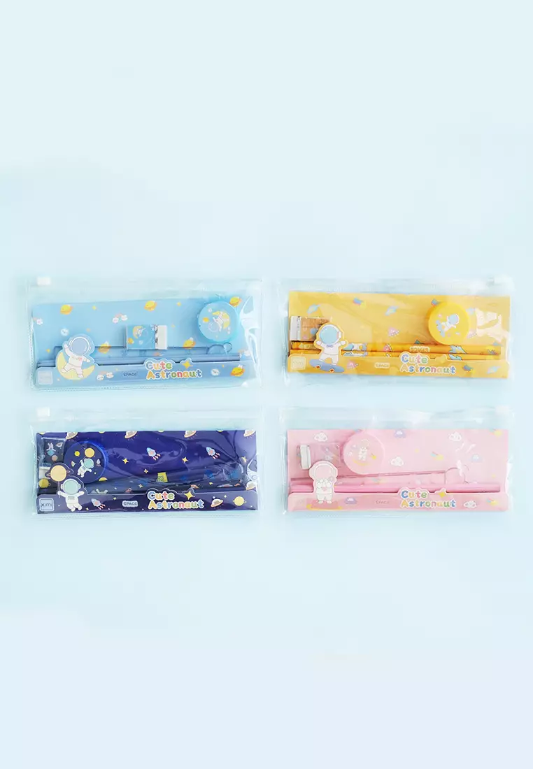 Wakakids Set Alat Tulis Sekolah Anak Mini Stationary 5in1 Motif Astronot Venrc Biru