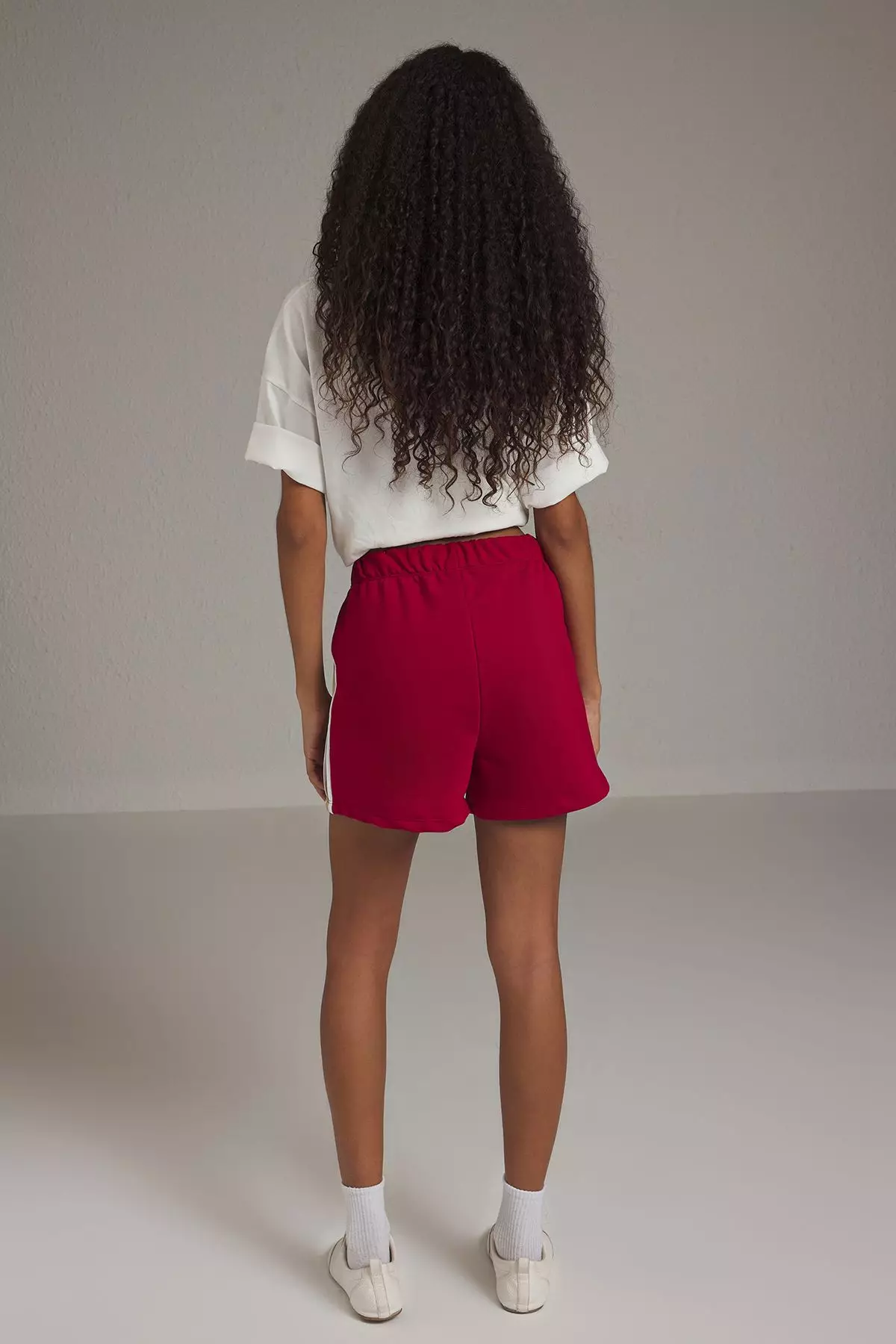 Burgundy Color Block Mini Shorts & Bermuda TWOSS25SR00063