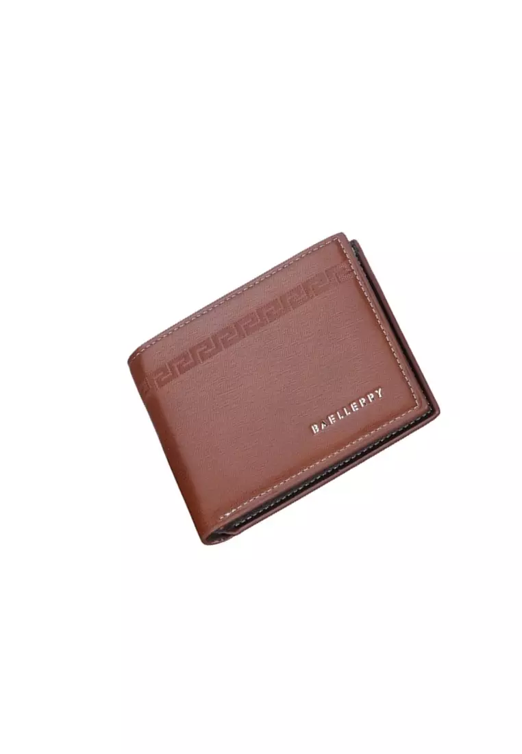 Dompet Pria Model Pendek Motif Garis Bahan Kulit PU