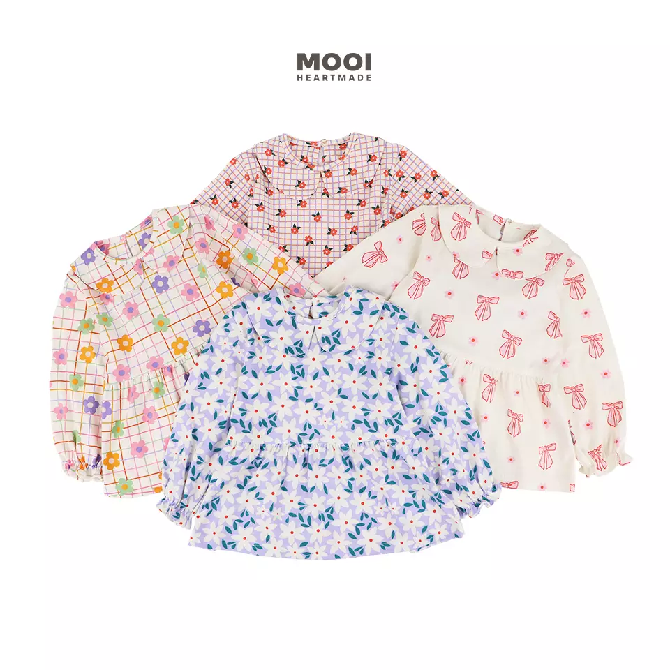 Mooi Atasan Anak Perempuan Lindy Top - Almond Cream