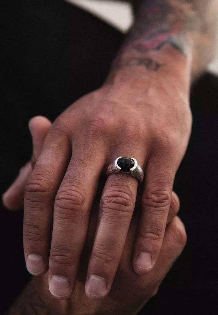 EXCLUSIVE Cincin Perhiasan Perak 925 Pria Liberty Black Onyx