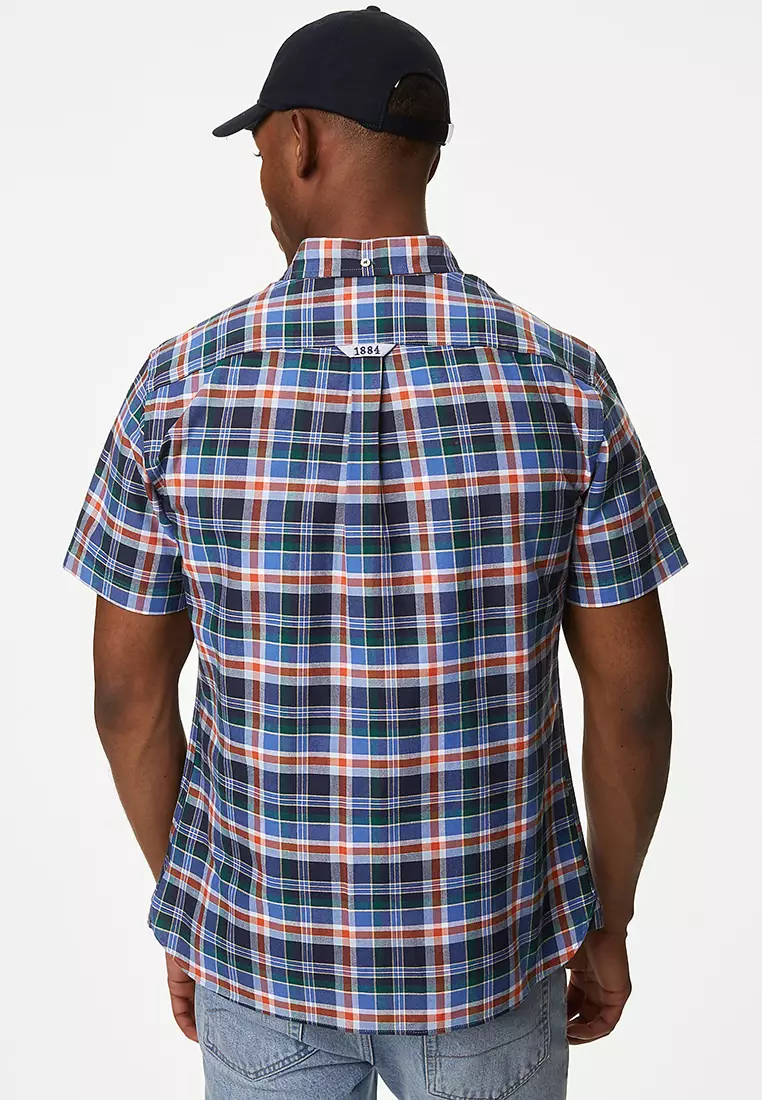 Easy Iron Pure Cotton Check Oxford Shirt