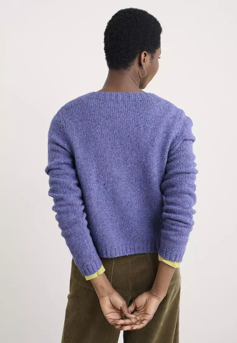 Seasalt Cornwall Purple Dawson Pick Cardigan Merino