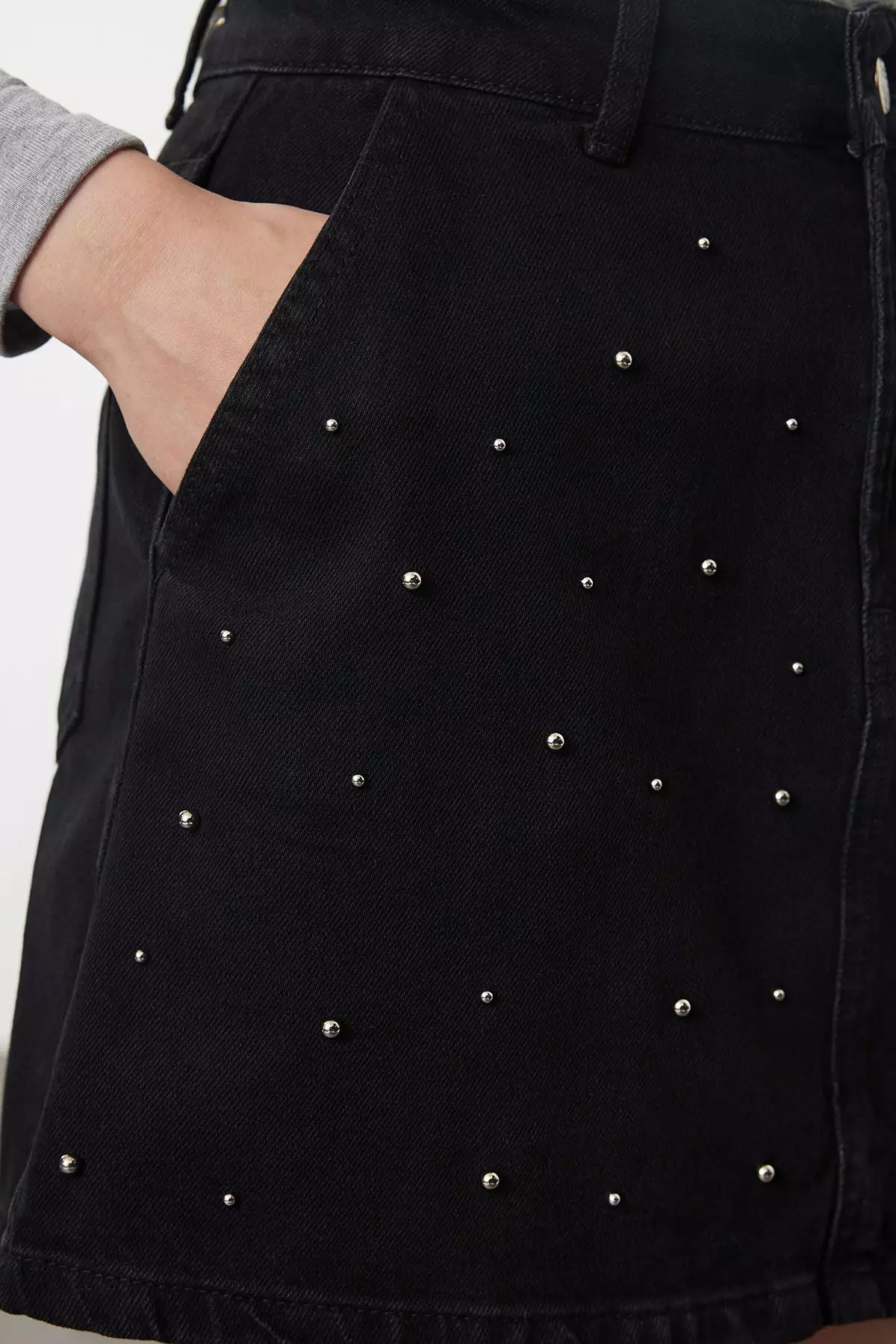 Jeweled Denim Skirt