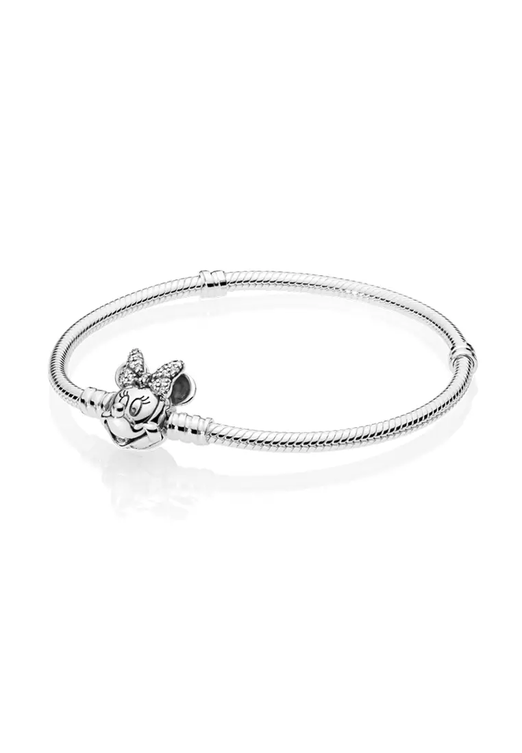 Disney Two Tone Mickey and Minnie Mouse Sterling Silver Pave Set Cubic Zirconia Ring - Size 7