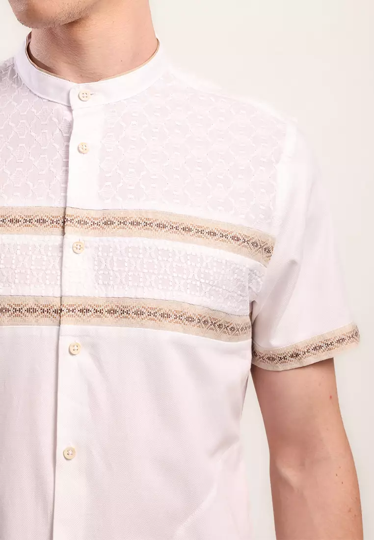 MOC Kemeja Koko Lengan Pendek Pria GHAVALI-WHITE