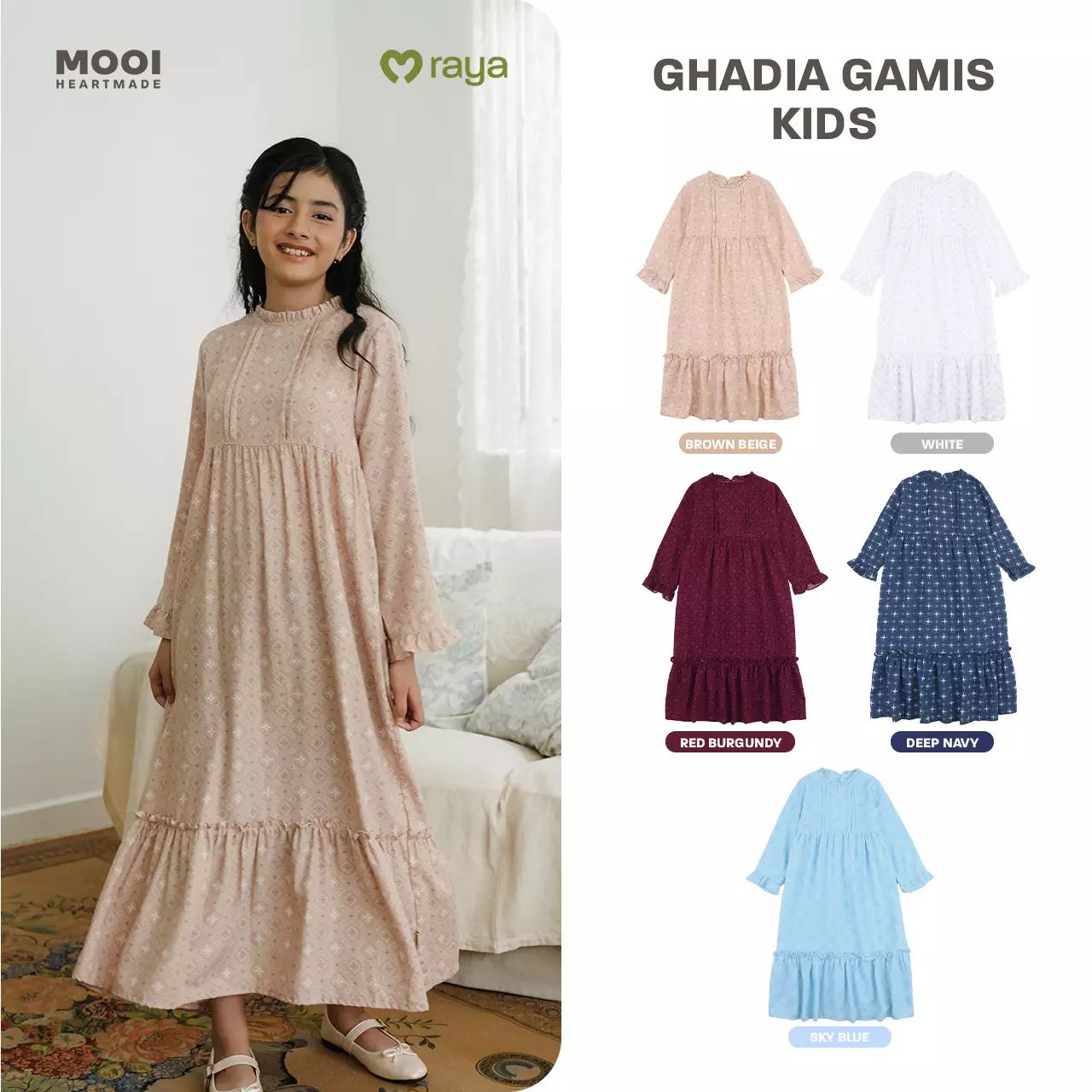 Mooi Dress Anak Gamis Anak Perempuan Raya Collection Ghadia Gamis Sandya Series - Deep Navy