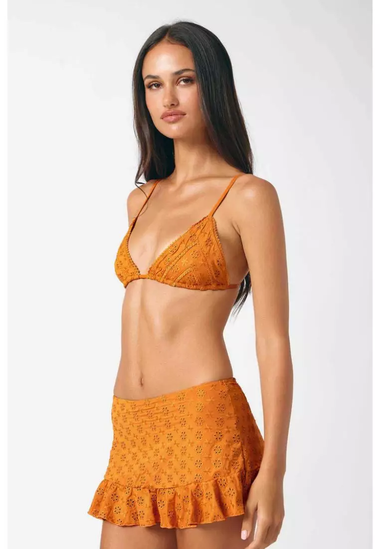 Cynthia Triangle Bikini Top / Caramel Eyelet
