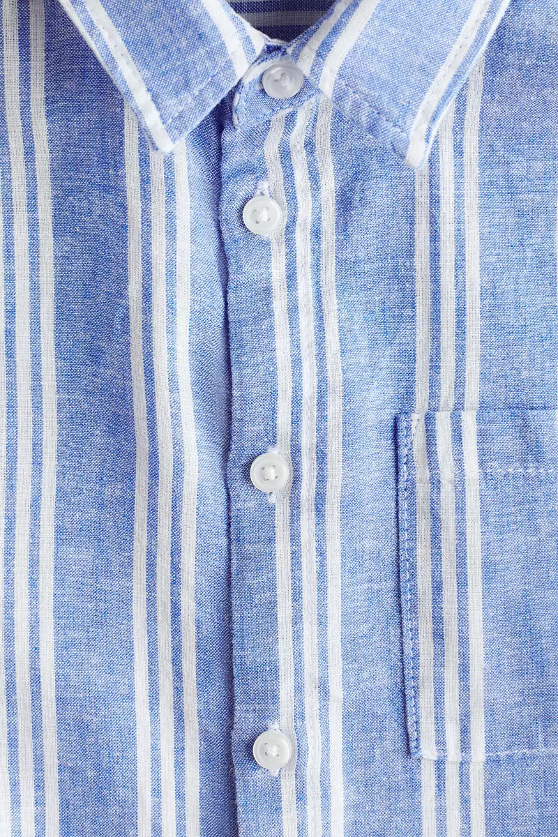 Short-sleeved linen-blend shirt