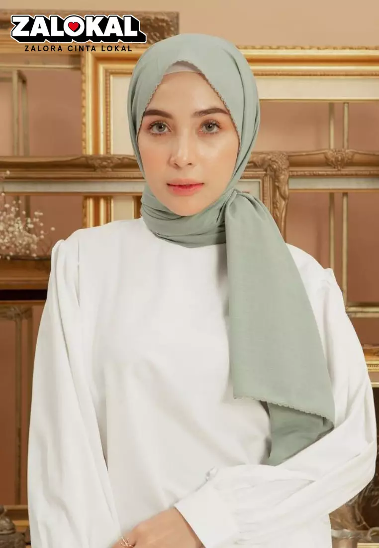 Embroidery Signature Shawl Green Pastel