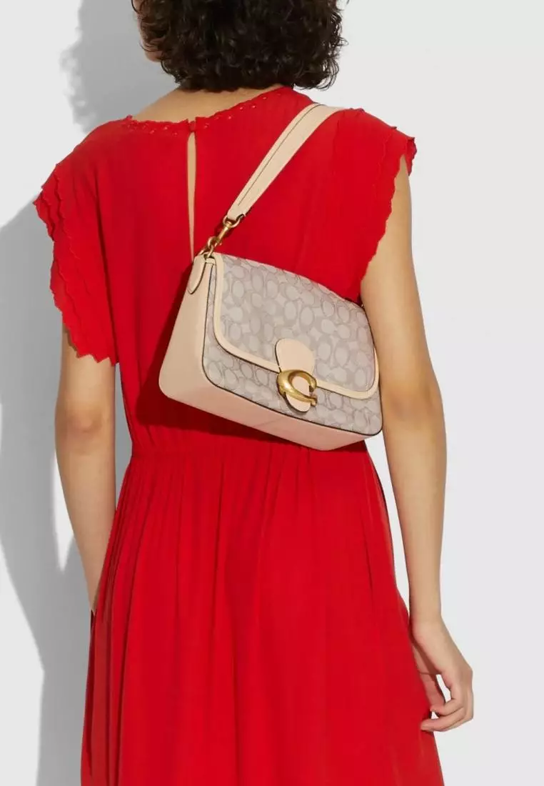 Coach Soft Tabby Shoulder Bag In Signature Jacquard Stone Ivory