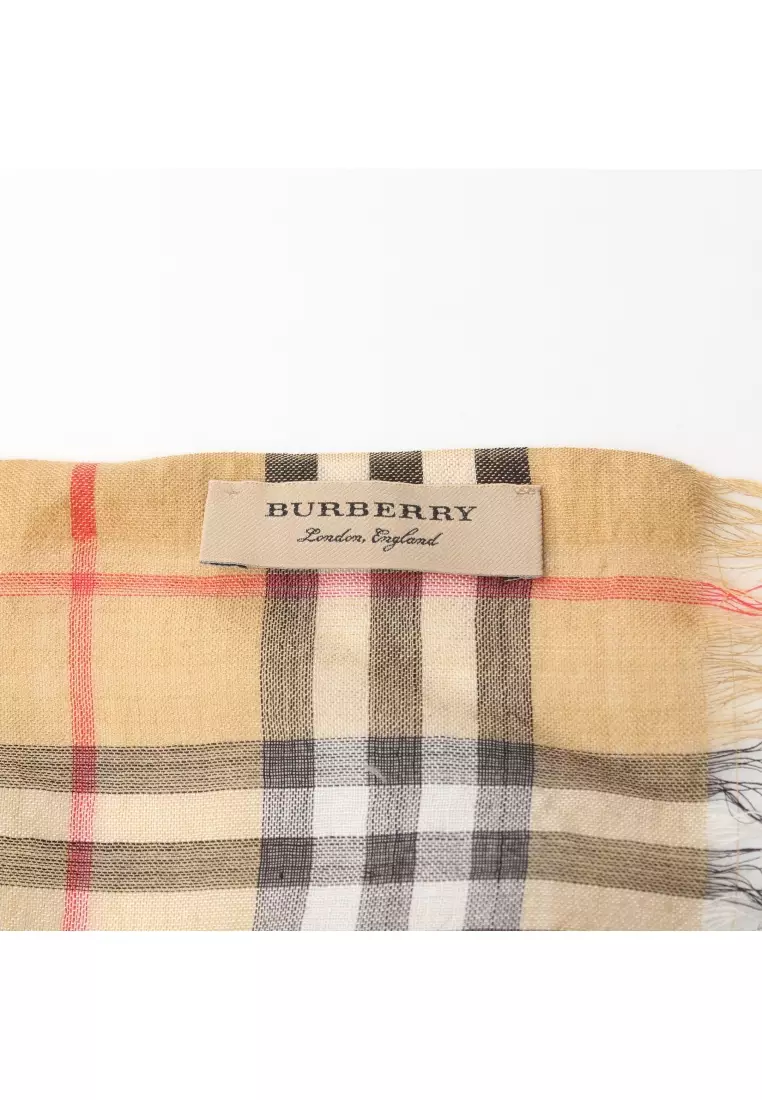 Buy Burberry Pre loved Burberry Nova check Stall wool silk beige
