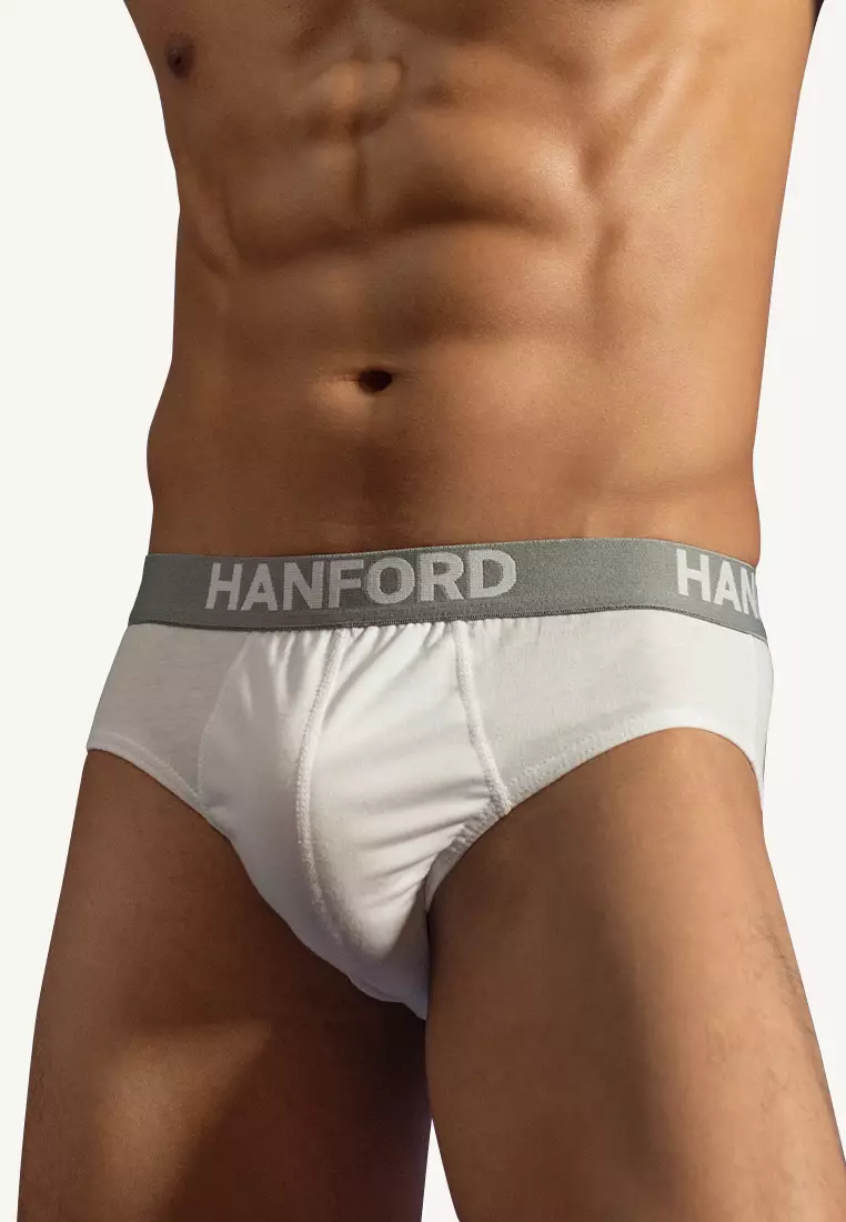 Regular Cotton Men's Briefs Ansel - White (3in1 Pack) S-4X Big Plus Size