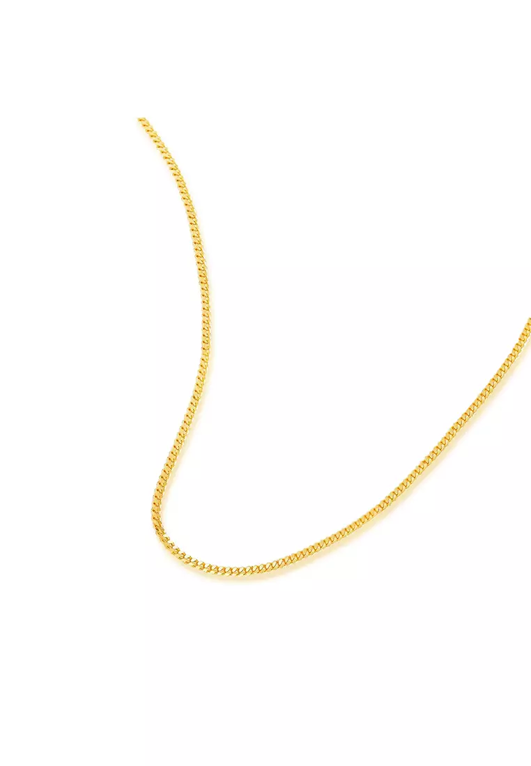 916/22K Gold Hollow Machine Curb Chain Necklace R020 (3.60MM, 45CM)