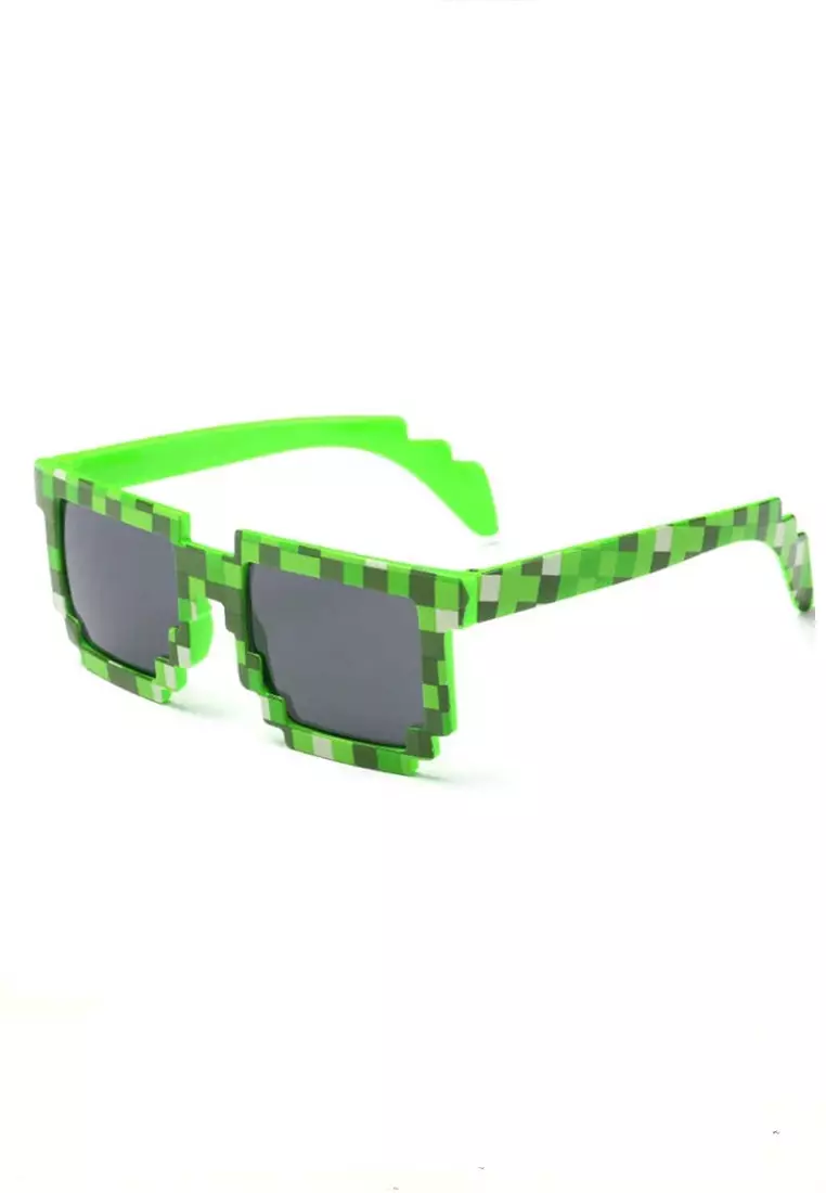 Ulrico Kacamata Model Pixel Minecraft Mosaics Unisex UV400 For Kids Material Plastic ORIGINAL - Green