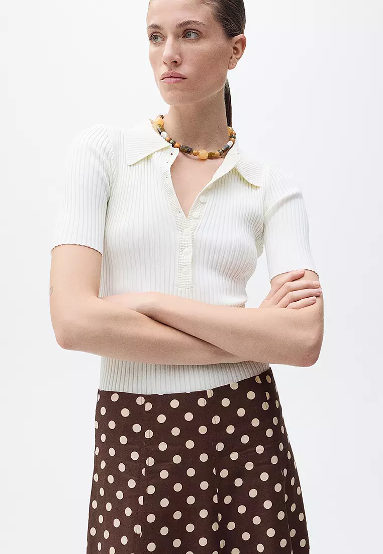 Buy Mango Flared Linen Skirt With Polka Dots 2025 Online