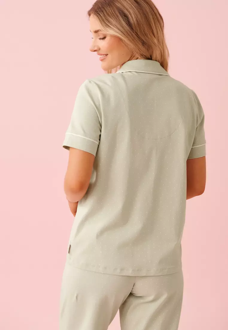 Cotton Short Sleeve Button-Down Shirt