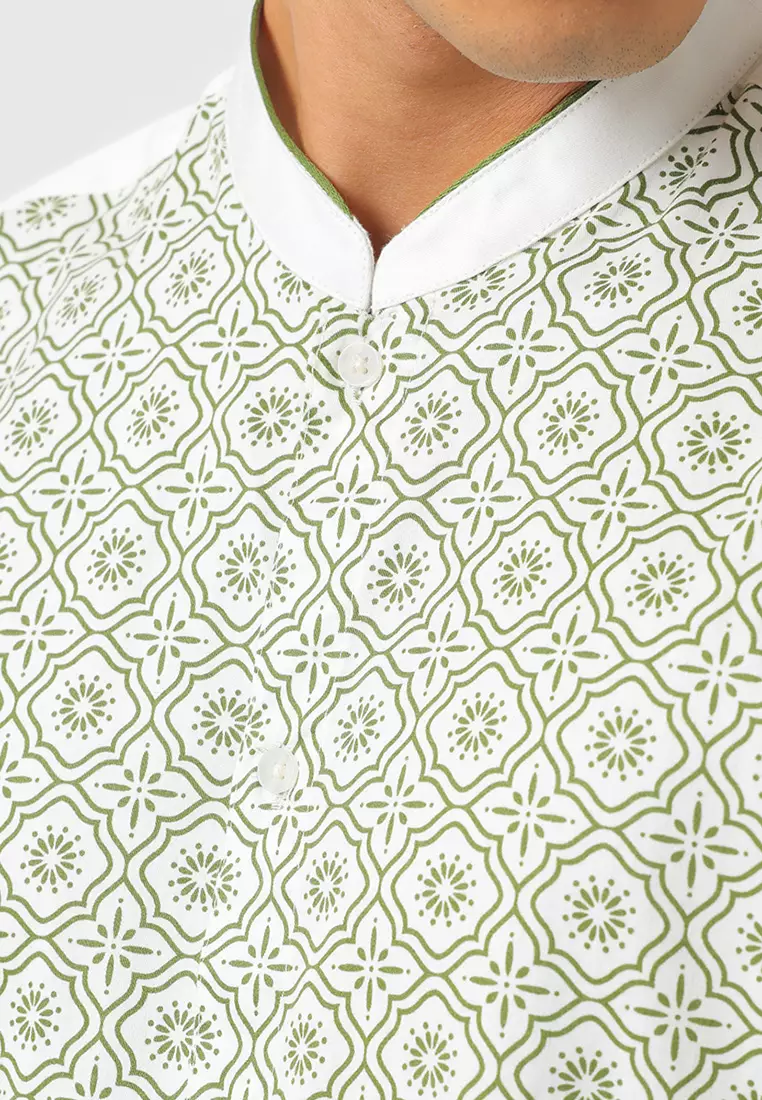 Kemeja Koko Pria Lengan Panjang HASYIM OLIVE GREEN Baju Muslim Pria