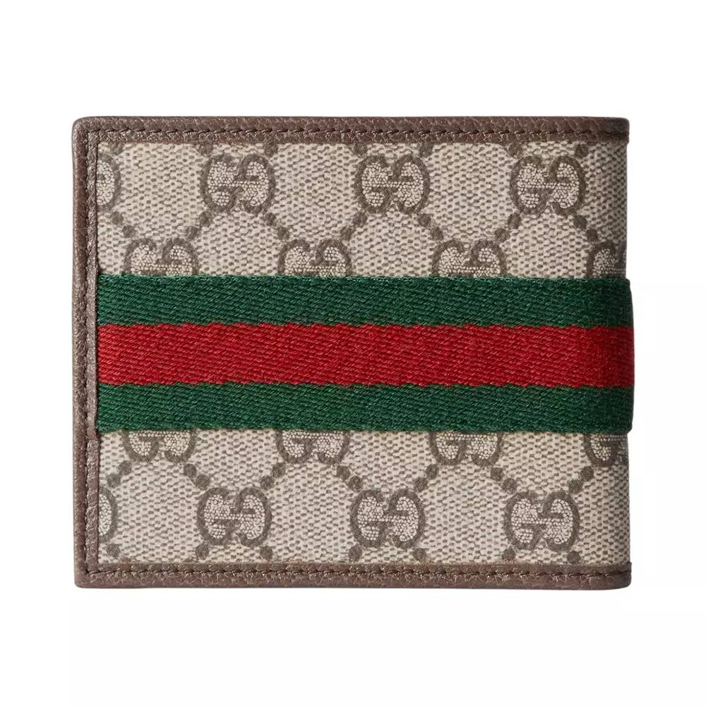 Ophidia Bi-Fold Wallet Beige and Dark Brown