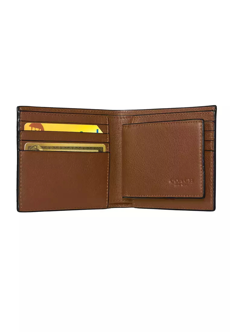 Men's 3 In 1 Wallet In Smooth Calf Leather Dark Saddle CR911