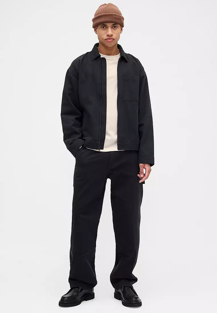 Terry Long Sleeves Waffle Logo Crew Neck Top