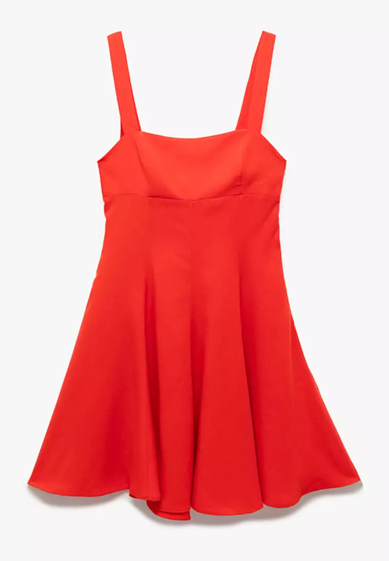 Linen Blend Square Neck Sleeveless A-Line Strap Mini Dress