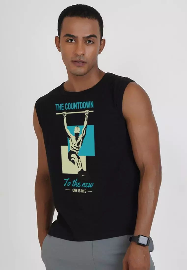 To The New You 黑色棉质无袖健身/训练背心