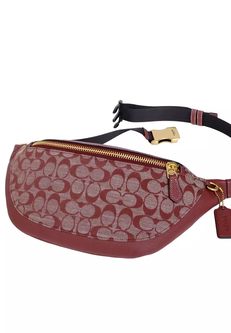 Mens Warren Belt Bag In Signature Chambray - Wine