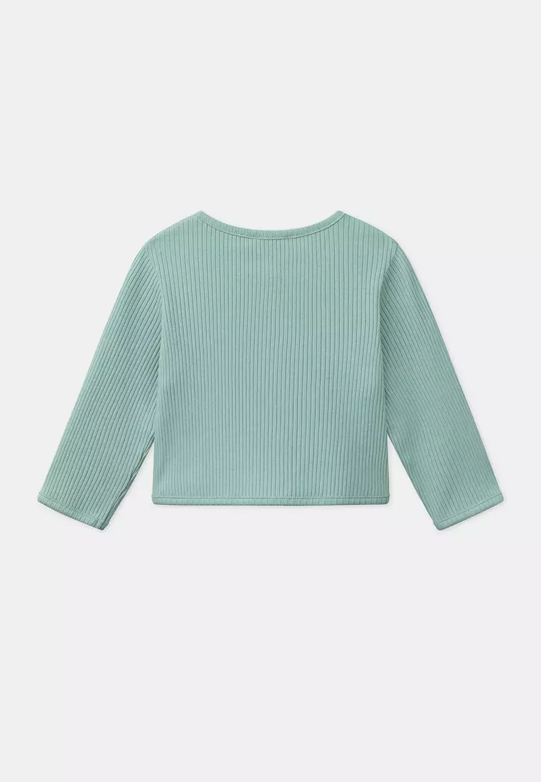 Light Turquoise Ribbed Cardigan