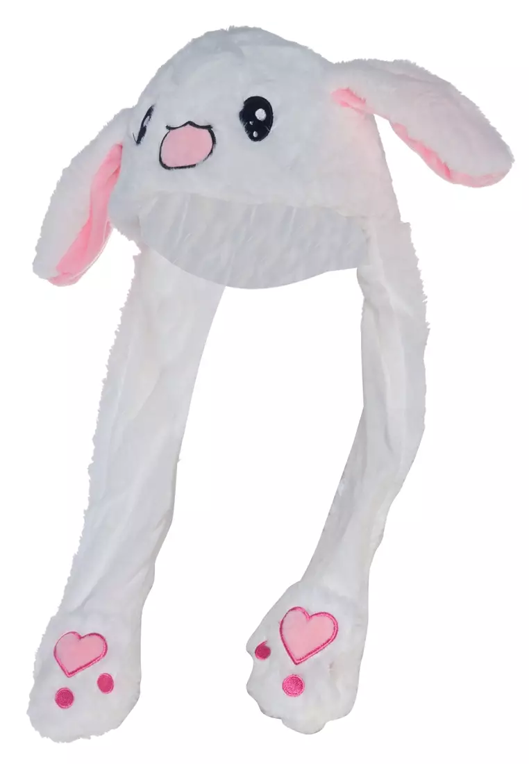 Grecia Topi Kelinci Fashion Wanita Kuping Gerak Goyang Dancing Dancing Plush Hat Material Cotton ORIGINAL - White