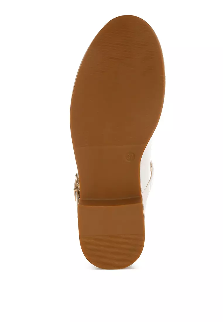 Faux Leather Mary Jane Shoes in White