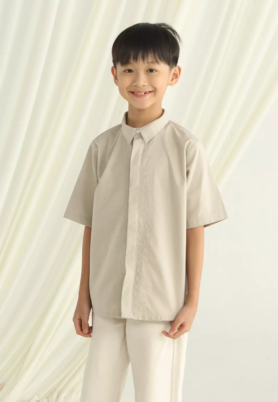 HijabChic Naka Koko Boy Beige - Baju Koko Lebaran Anak Laki-Laki