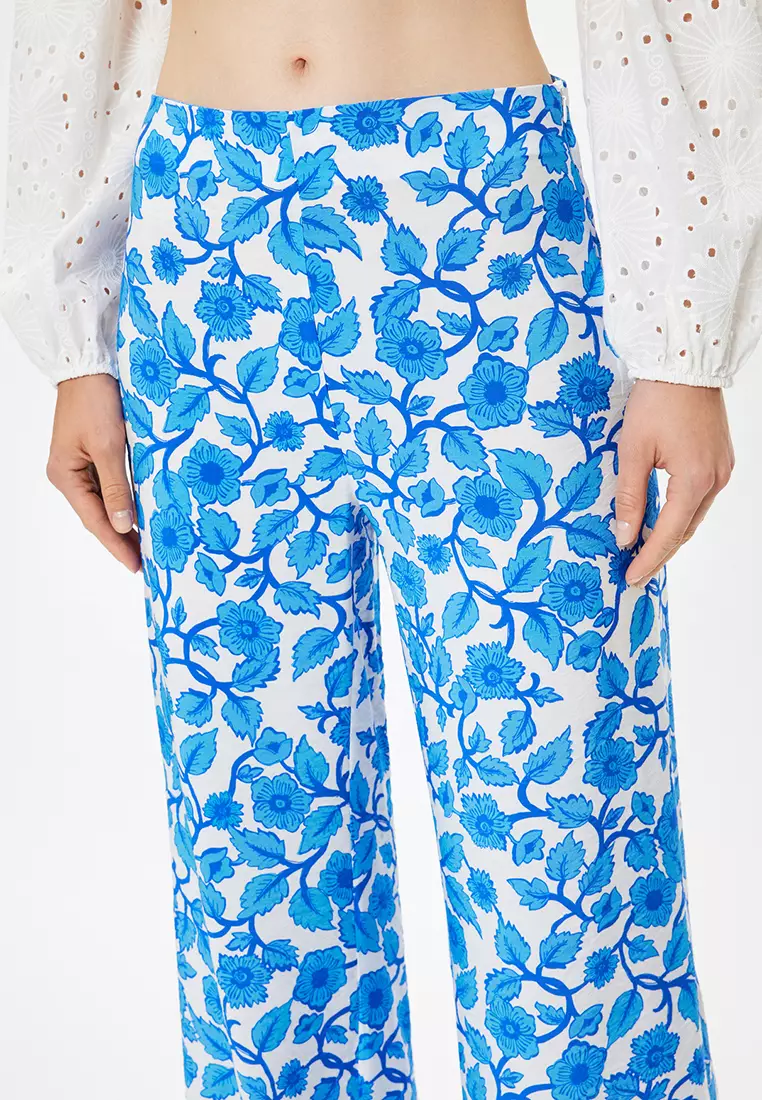 Wide Leg Floral Trousers