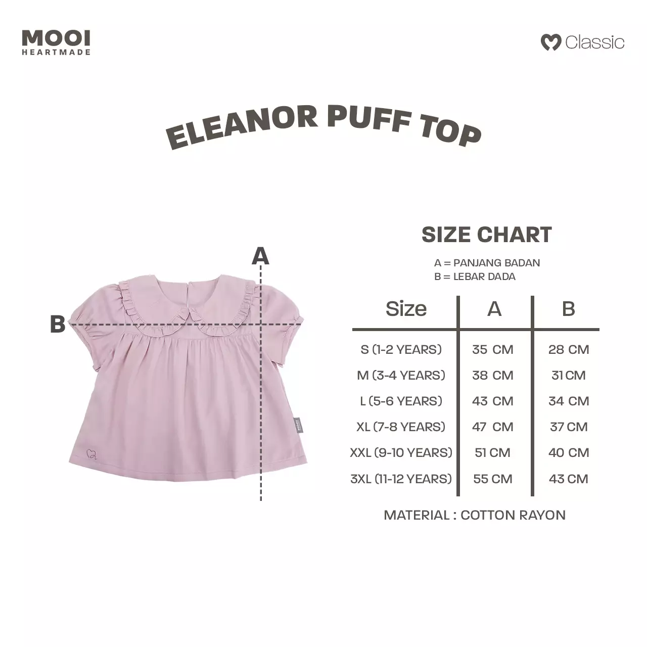 Mooi Atasan Anak Perempuan Eleanor Puff Top - Lilac
