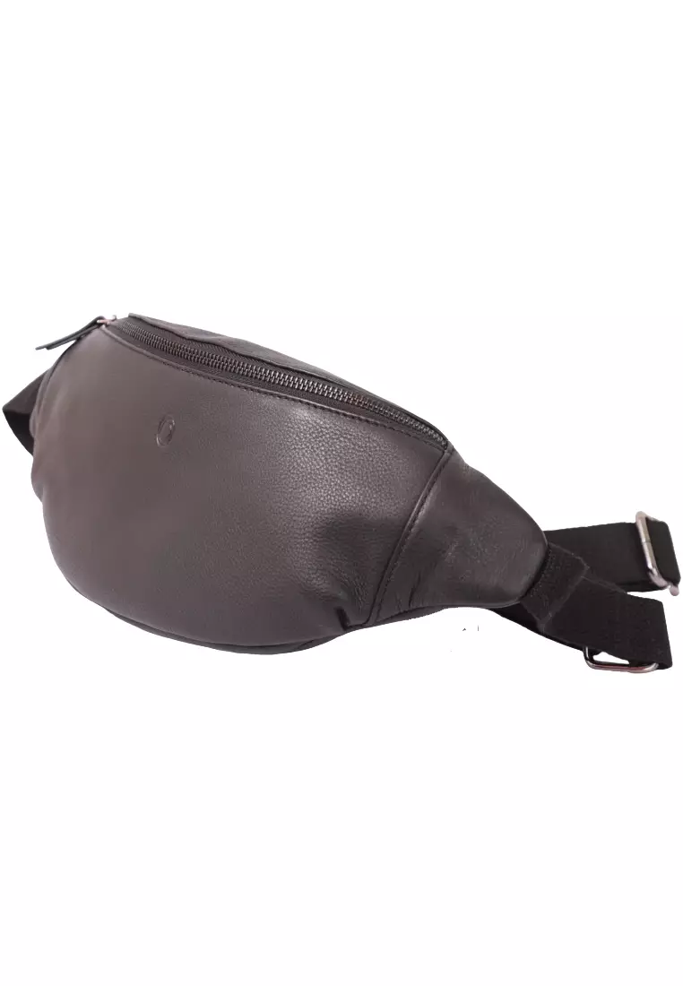 Leather Bum bag  waist  Pouch For Men - Small Leather Pouch - Cross Body Bag - Leather Bag unisex-SD02 BLACK