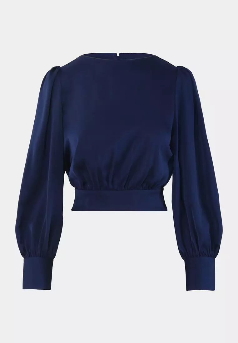 Lorinda Tie Waist Satin Blouse