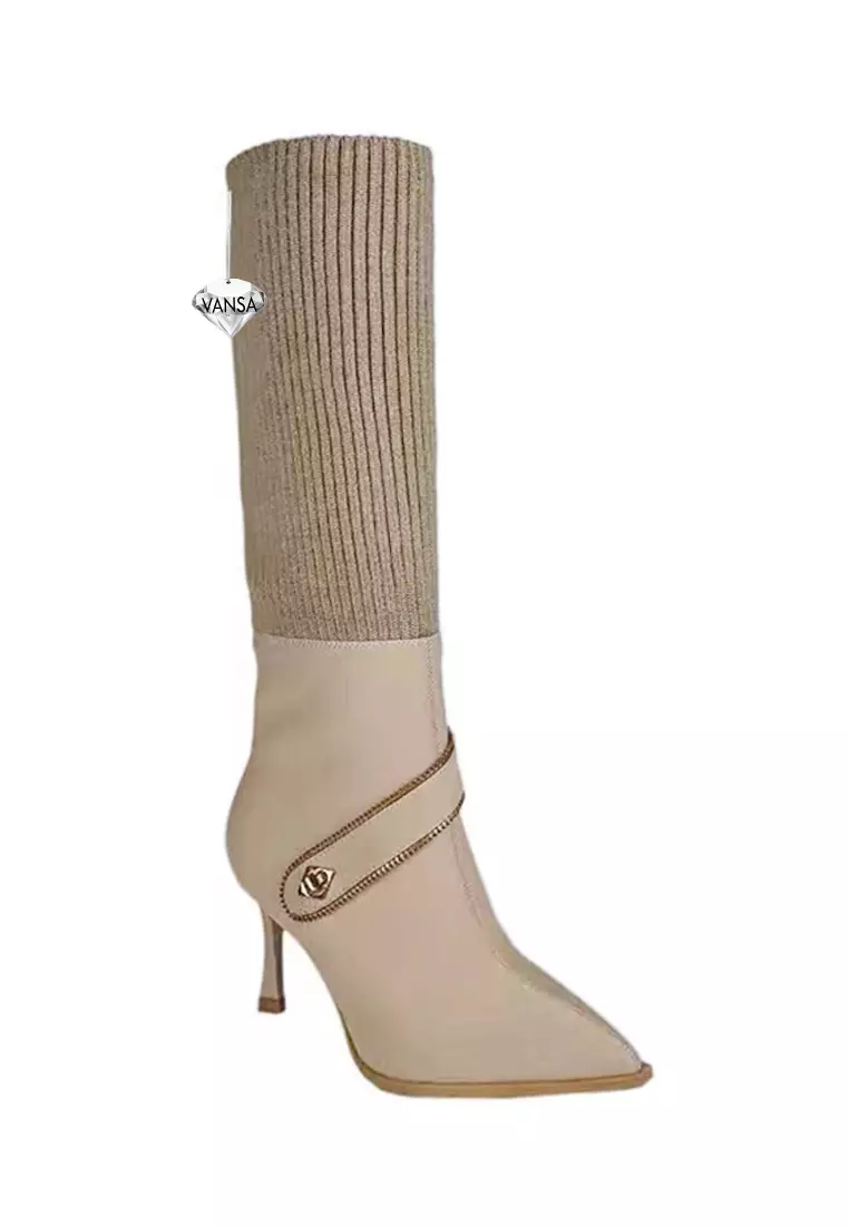 Discount on Twenty Eight Shoes  shoes - SKU: VANSA Slimming Stretch Knit Sock Boots VSW-B-717