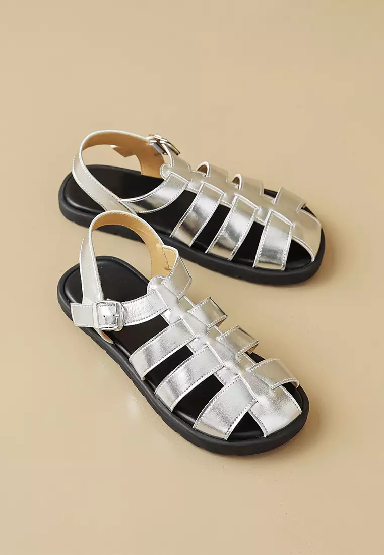 Round Toe Microfiber Leather Sandals WW8397-3