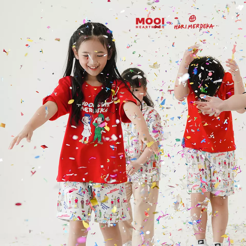 Mooi x Hari Merdeka 17 Agustus Kaos Kemerdekaan Anak T-shirt Anak Indonesia Merdeka - Red V.1