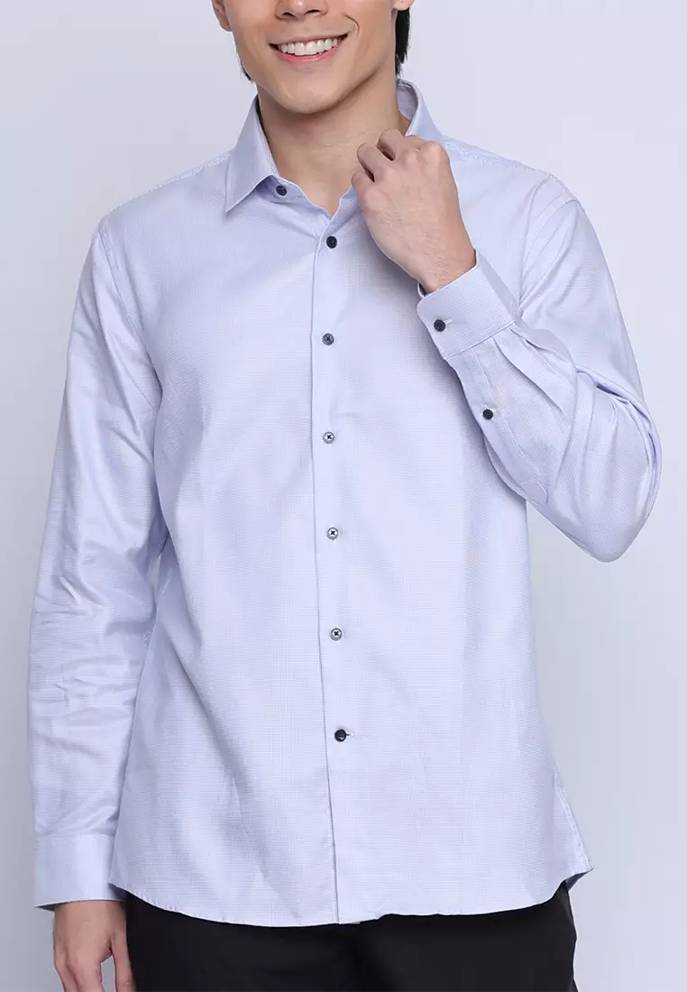 Textured Long Sleeve Dress Shirt
