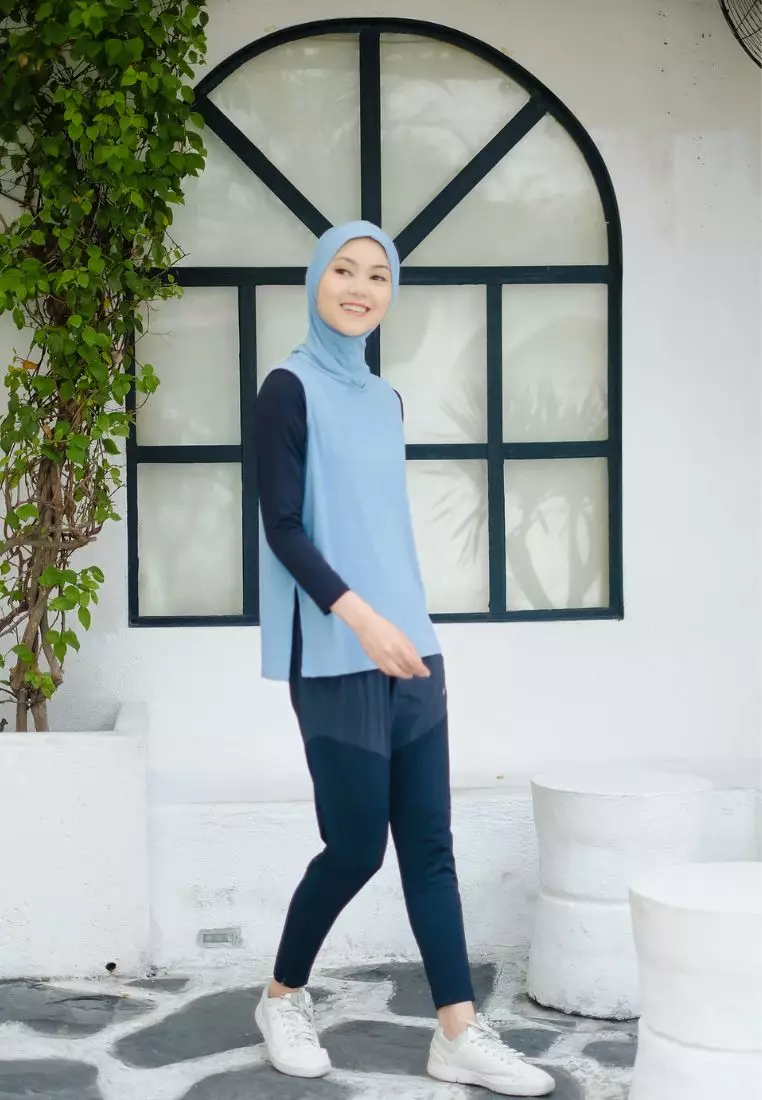 Farina Hijab Outer Dusty Blue - Hijab Olahraga