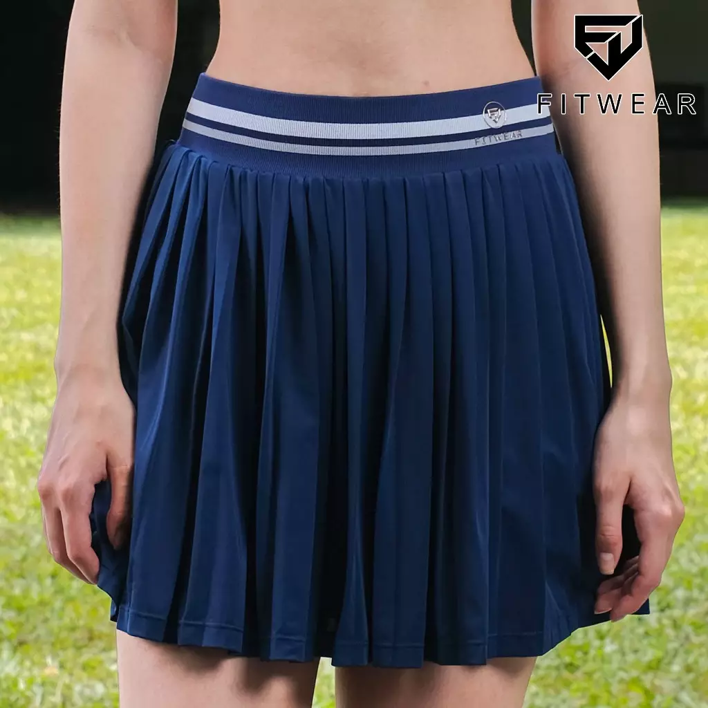 Fitwear Rok + Inner Padel Wanita Olahraga XAVIERA MEDIUM PLEATS - NAVY