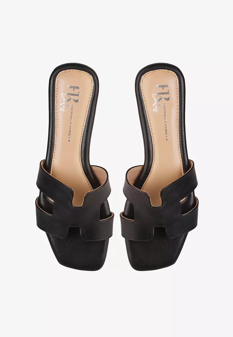 Flat Sandal Slip On Wanita Sandals Anti Slip L.Florent 01 Warna Hitam