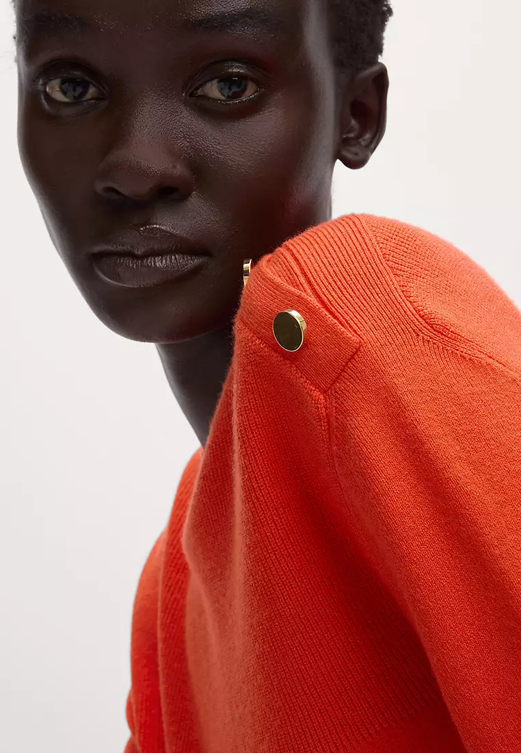 Soft Touch Crew Neck Button Detail Jumper